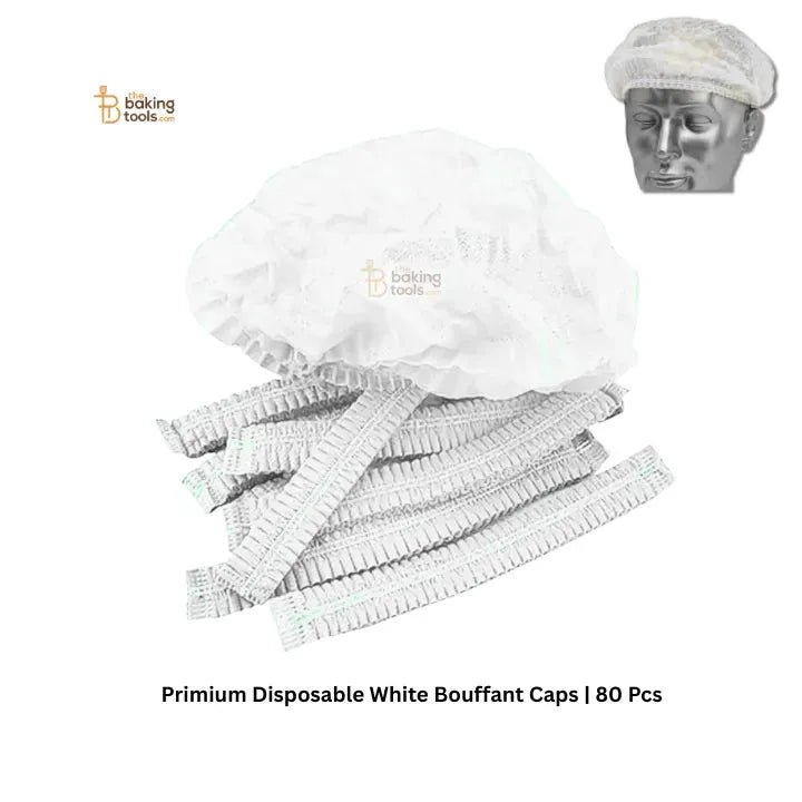 Primium Disposable White Bouffant Caps | 80 Pcs