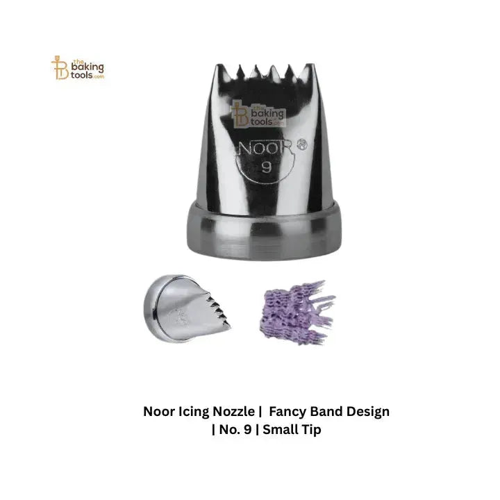 Noor Icing Nozzle | Fancy Band Design | No. 9 | Small Tip - thebakingtools.com