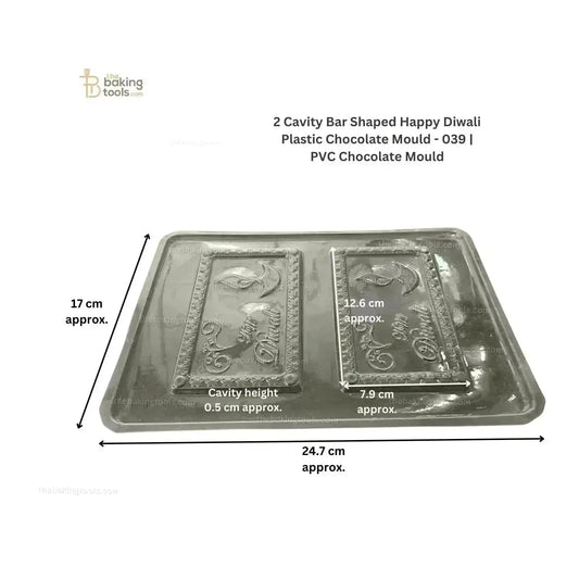 2 Cavity Happy Diwali Plastic Chocolate Mould - 039 | PVC Chocolate Mold - thebakingtools.com