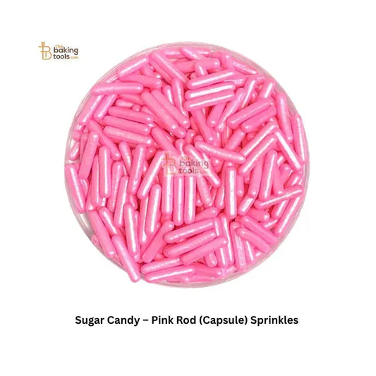 Sugar Candy – Pink Rod (Capsule) Sprinkles | Edible Cake Decoration for Cupcakes, Cookies &amp; Desserts - thebakingtools.com