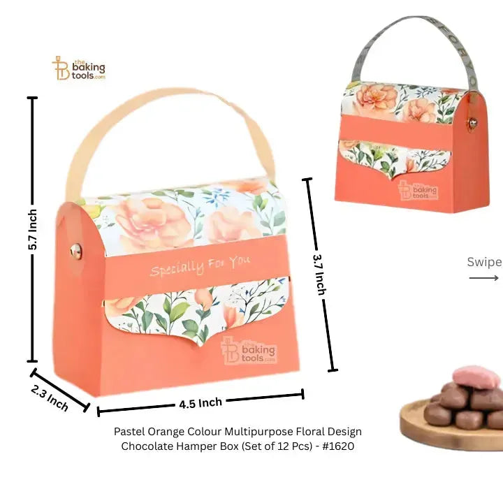 Pastel Orange Colour Multipurpose Floral Design Chocolate Hamper Box (Set of 12 Pcs) - #1620 - thebakingtools.com