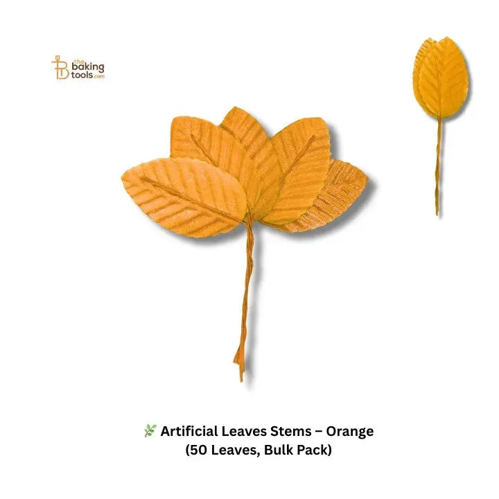 Artificial Leaves Stems – Orange (50 Pcs Leaf) - thebakingtools.com