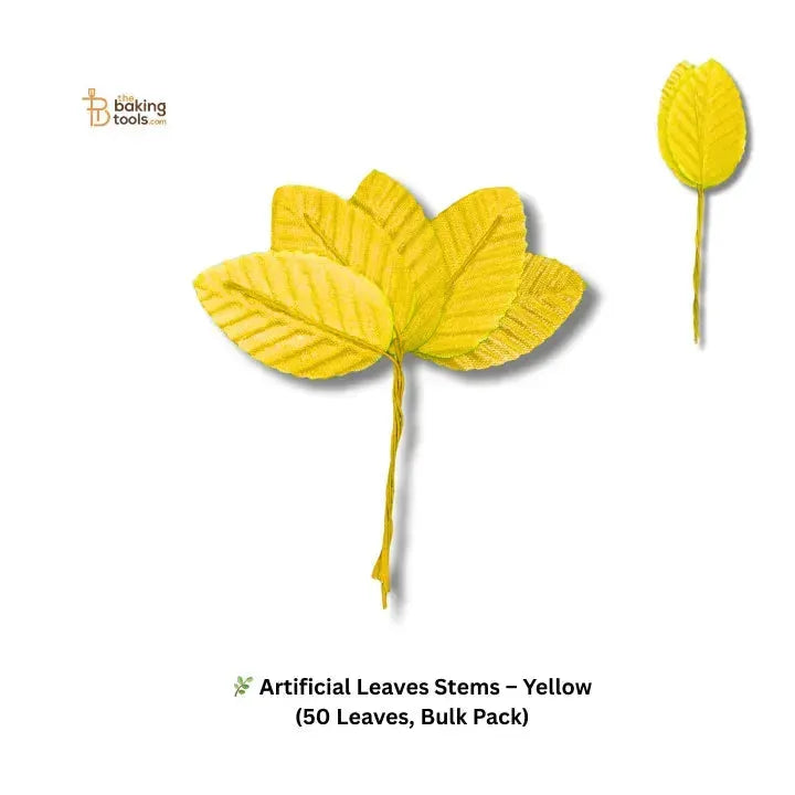 Artificial Leaves Stems – Yellow (50 Pcs Leaf) - thebakingtools.com