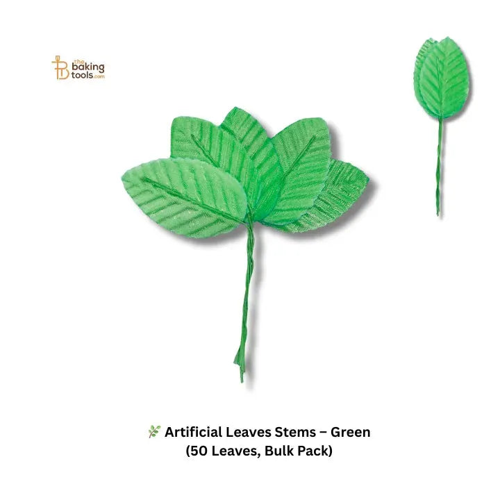 Artificial Leaves Stems – Green (50 Pcs Leaf) - thebakingtools.com