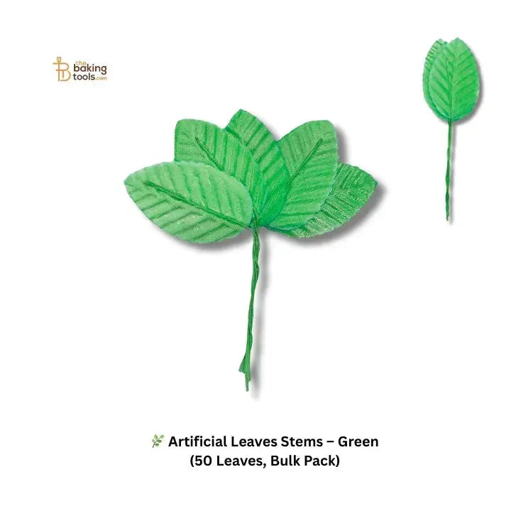 Artificial Leaves Stems – Green (50 Pcs Leaf) - thebakingtools.com