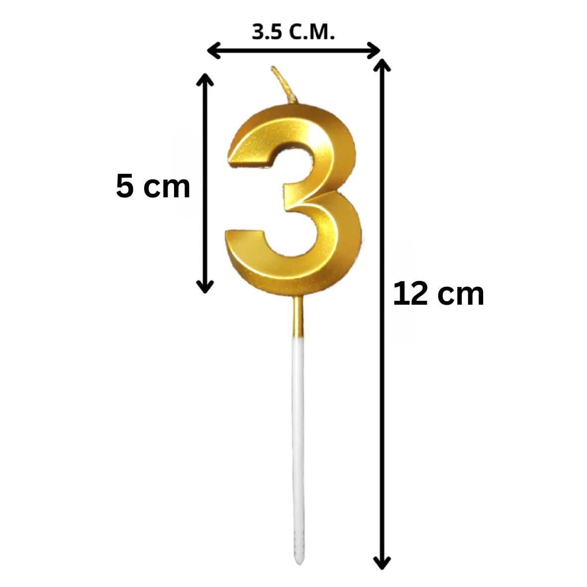 3 Three Golden Number Candle - thebakingtools.com