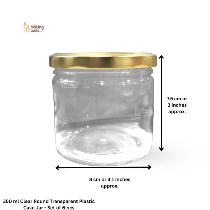 350 ml Clear Round Transparent Plastic Cake Jar - Set of 6 pcs