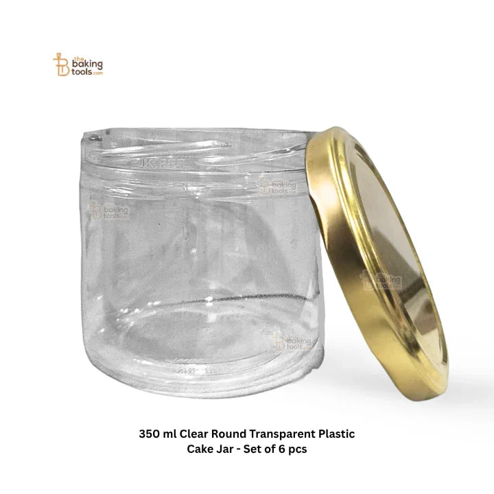 350 ml Clear Round Transparent Plastic Cake Jar - Set of 6 pcs