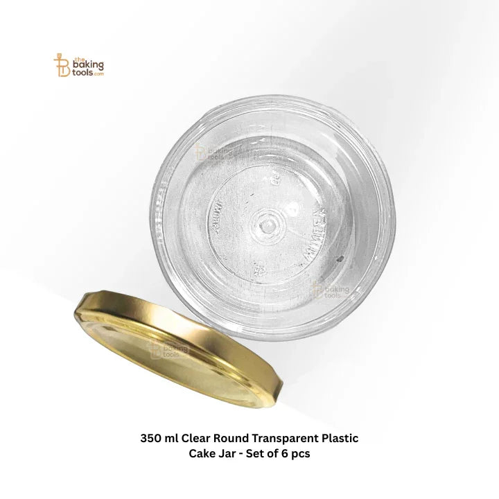 350 ml Clear Round Transparent Plastic Cake Jar - Set of 6 pcs