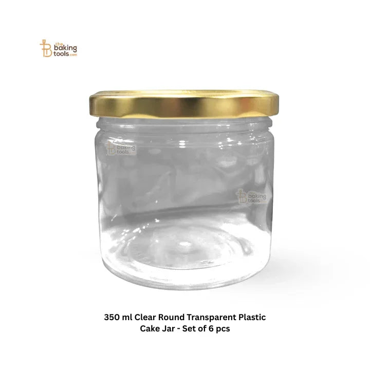 350 ml Clear Round Transparent Plastic Cake Jar - Set of 6 pcs