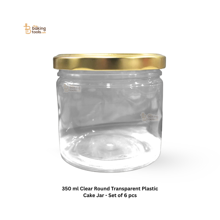 350 ml Clear Round Transparent Plastic Cake Jar - Set of 6 pcs