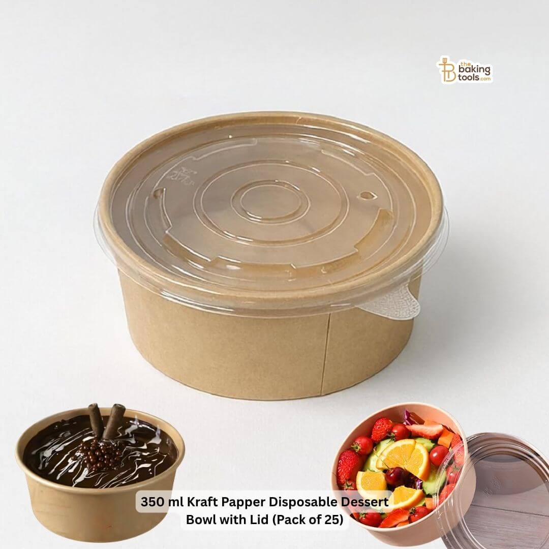 Kraft paper disposable dessert bowl with lid