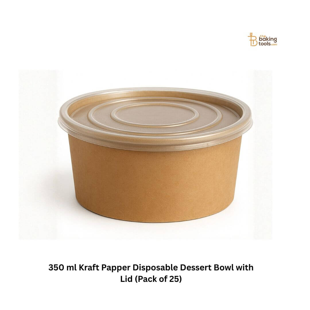 350 ml Kraft Paper Disposable Dessert Bowl with Lid _Pack of 25__8