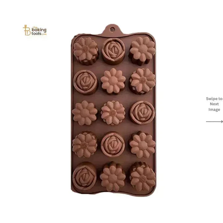 Flower & Rose Shape Silicone Chocolate Mould - thebakingtools.com