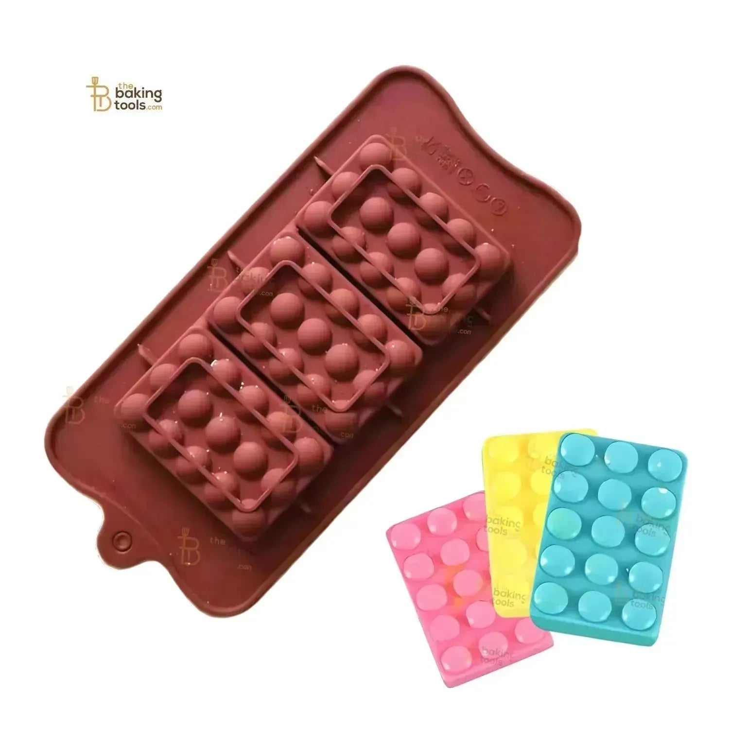 3 Cavity Rectangular Shaped Lego Chocolate Bar Silicone Mould - thebakingtools.com