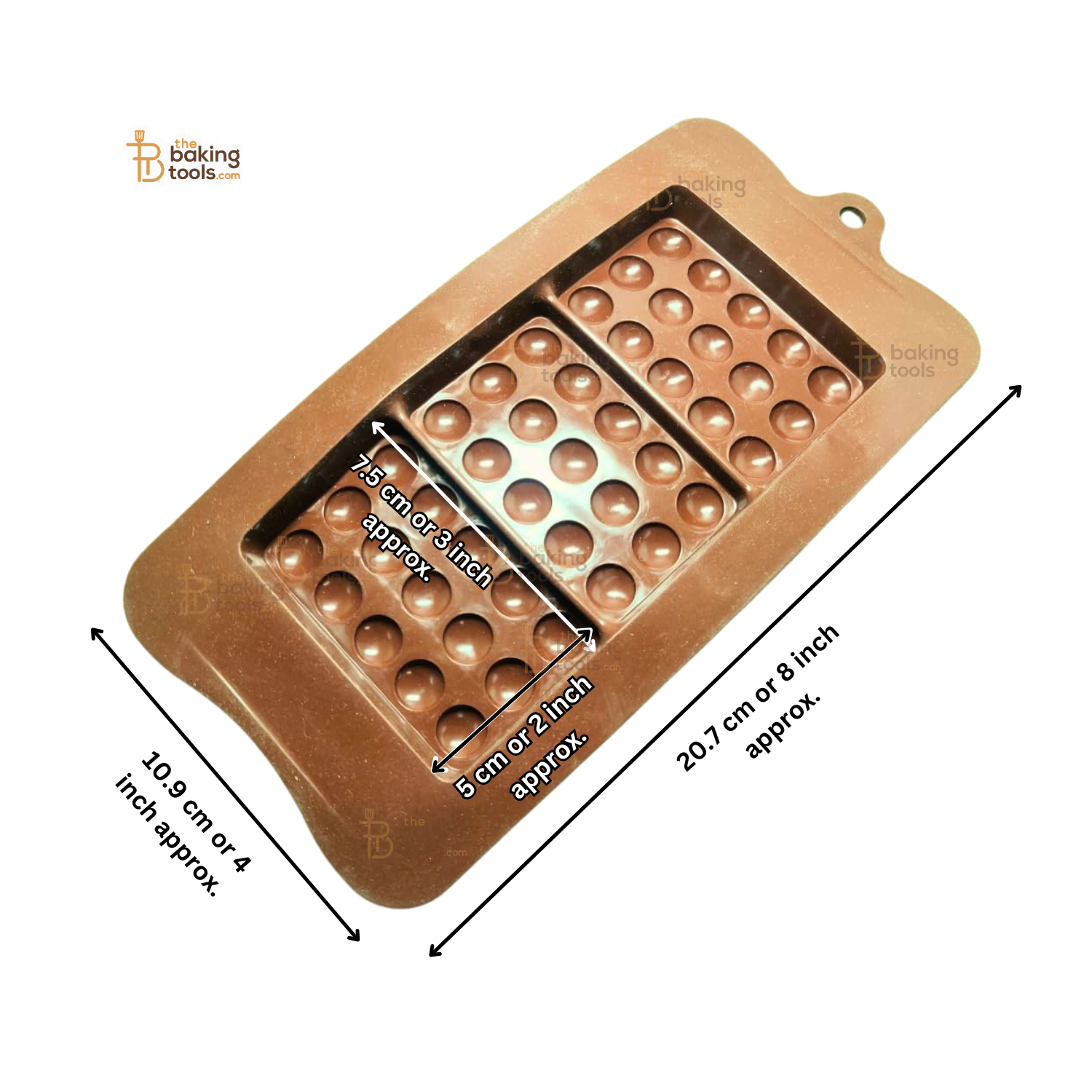 3 Cavity Rectangular Shaped Lego Chocolate Bar Silicone Mould _ the baking tools (with its size mentioned)