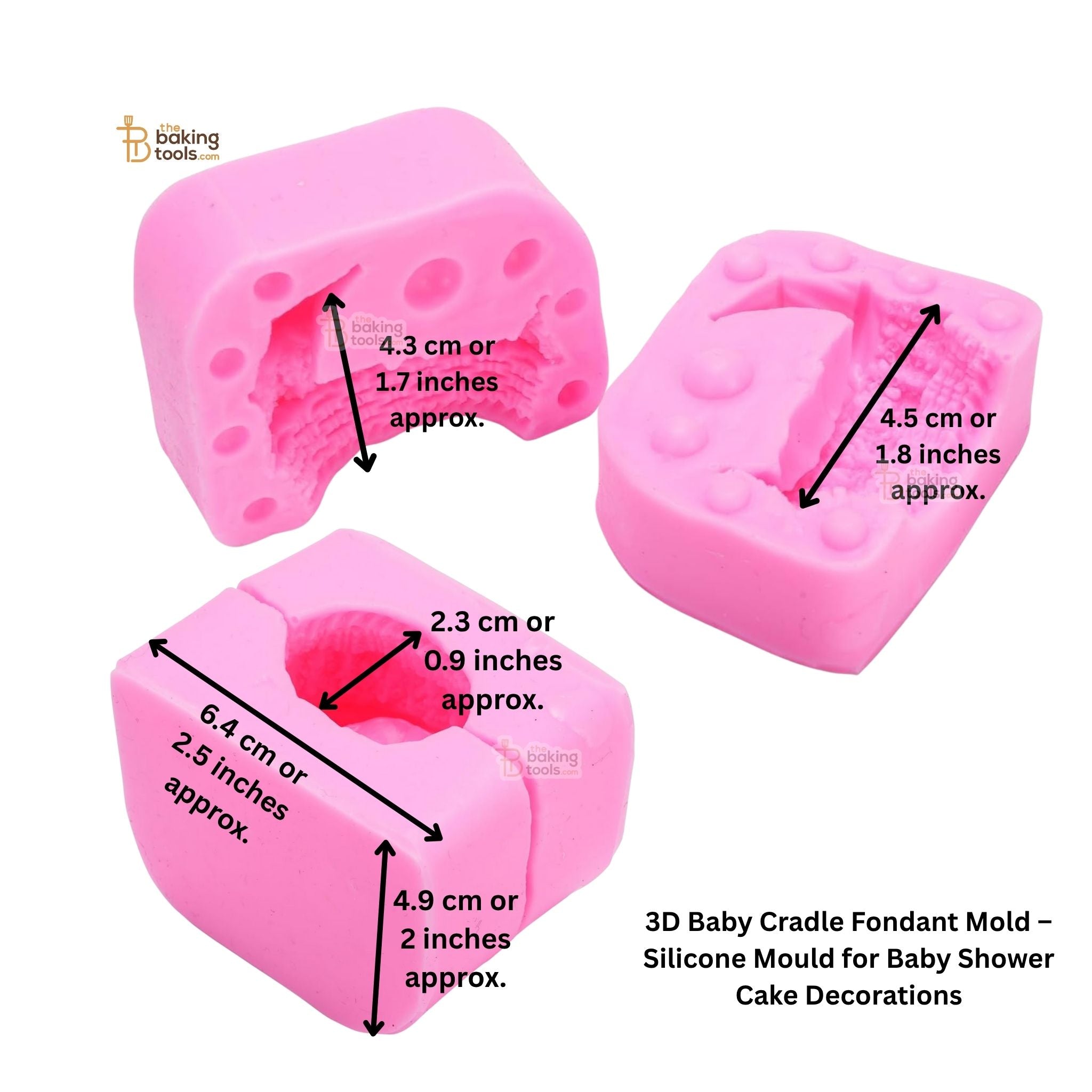 3D Baby Cradle Fondant Mold – Silicone Mould for Baby Shower Cake Decorations