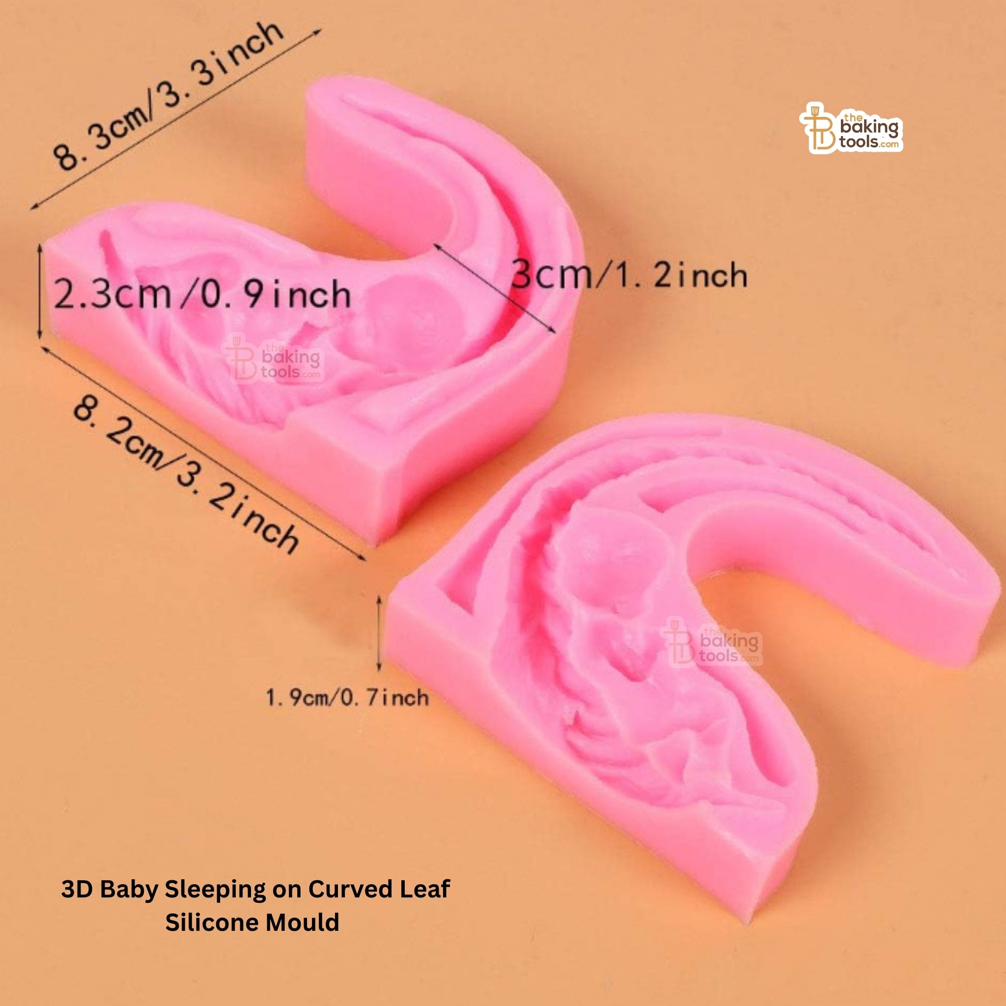 3D Baby Sleeping on Curved Leaf Silicone Mould