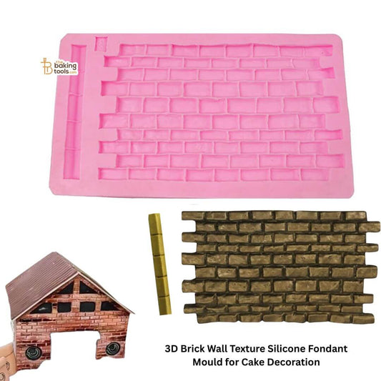3D Brick Wall Texture Silicone Fondant Mould for Cake Decoration