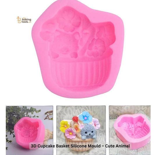 3D Cupcake Basket Silicone Mold – Cute Animal _  The Baking Tools