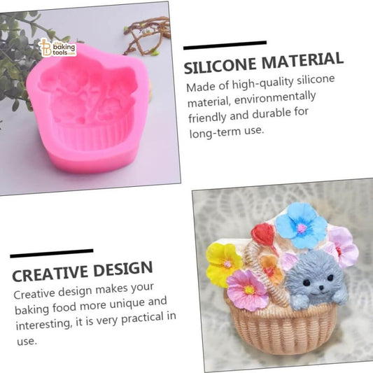 3D Cupcake Basket Silicone Mold – Cute Animal _  The Baking Tools