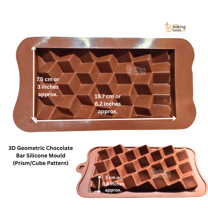 3D Geometric Chocolate Bar Silicone Mould (Prism/Cube Pattern)