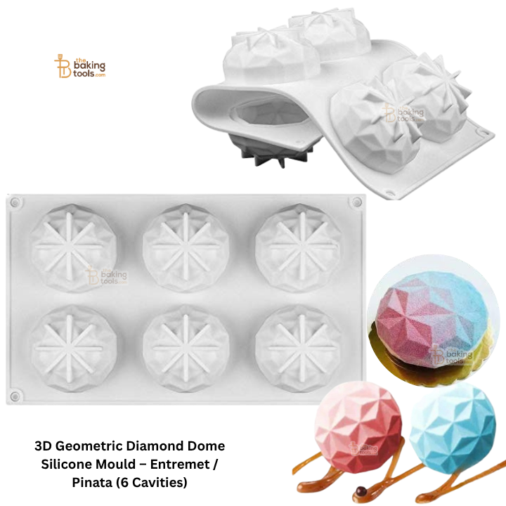 3D Geometric Diamond Dome Silicone Mould – Entremet / Pinata (6 Cavities)