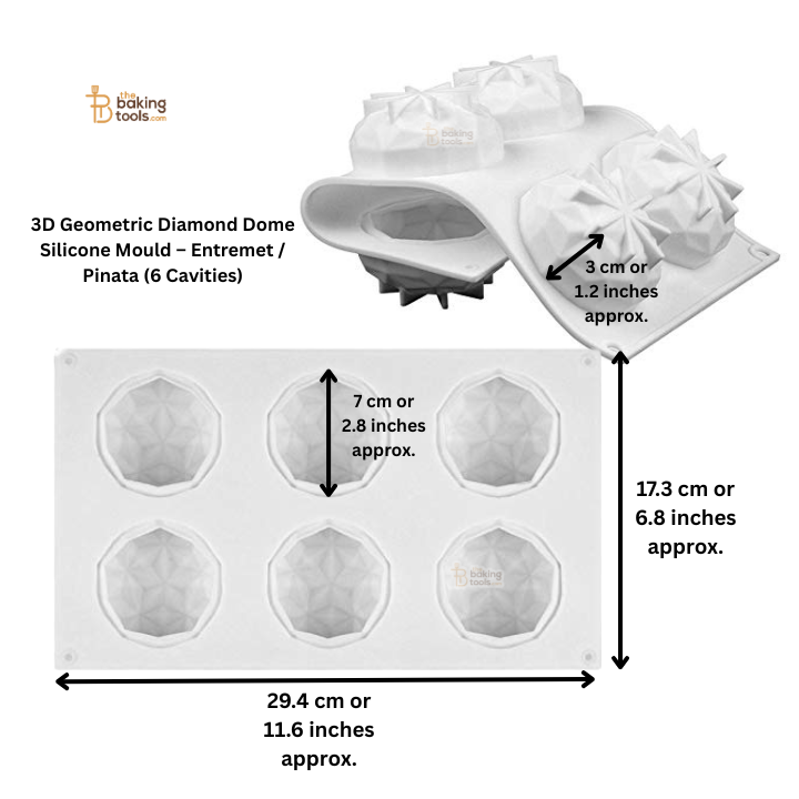 3D Geometric Diamond Dome Silicone Mould – Entremet / Pinata (6 Cavities)