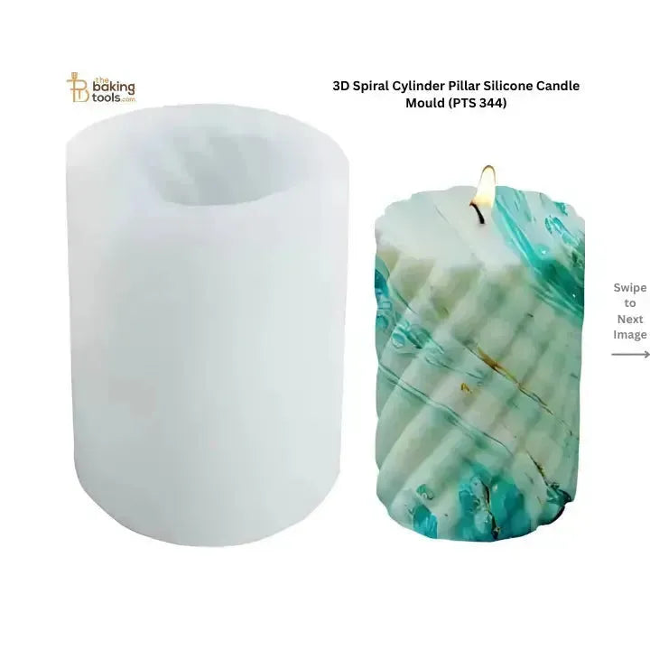 3D Spiral Cylinder Pillar Silicone Candle Mould (PTS 344) - thebakingtools.com