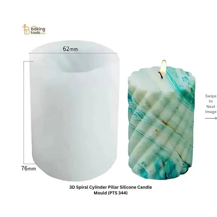 3D Spiral Cylinder Pillar Silicone Candle Mould (PTS 344) - thebakingtools.com