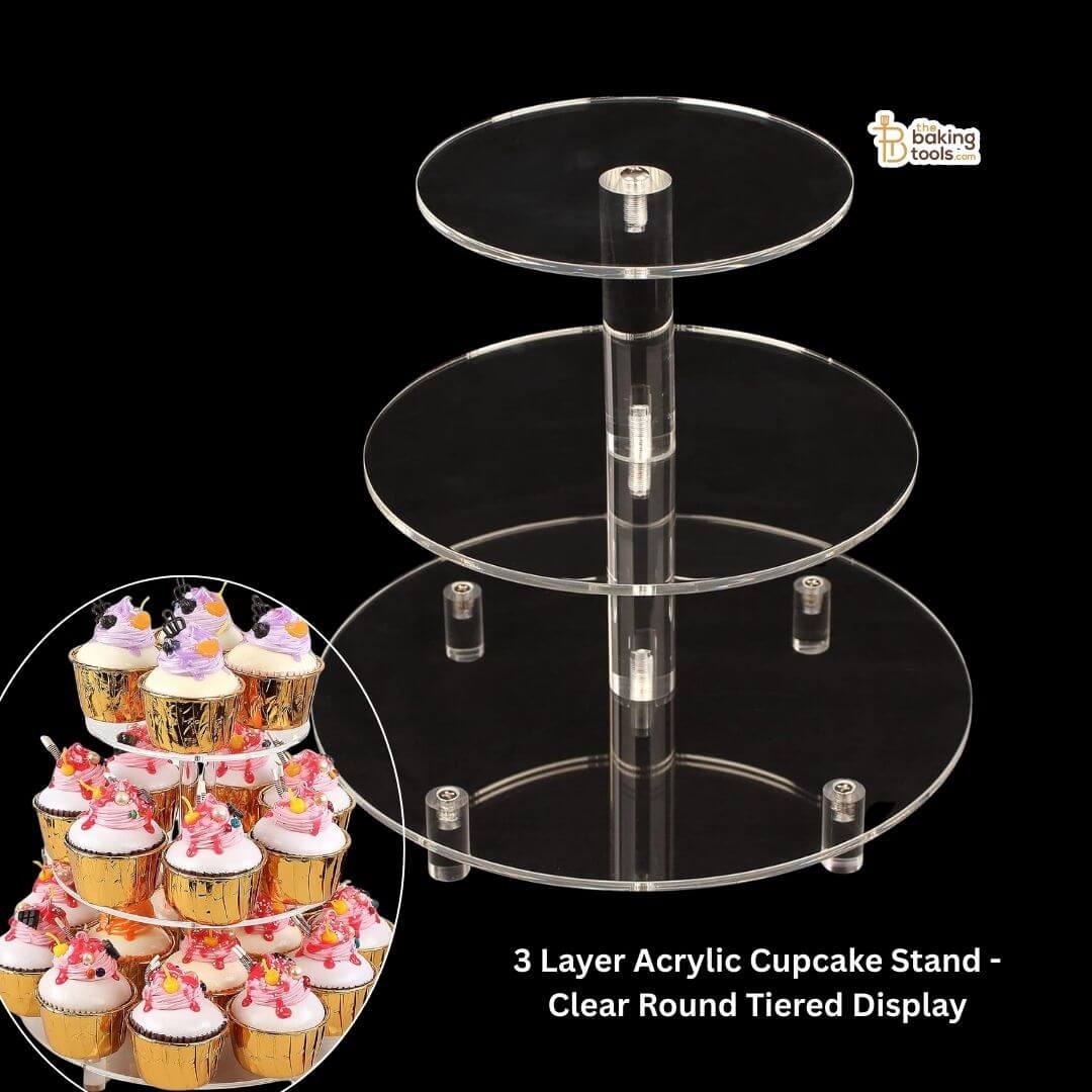 3 Layer Acrylic Cupcake Stand - Clear Round Tiered Display