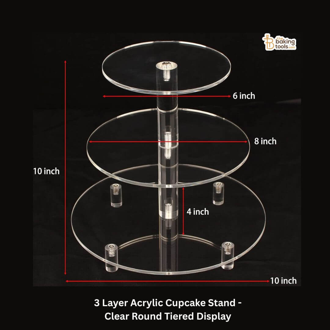 3 Layer Acrylic Cupcake Stand - Clear Round Tiered Display