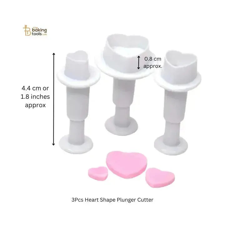 3Pcs Heart Shape Plunger Cutter - thebakingtools.com