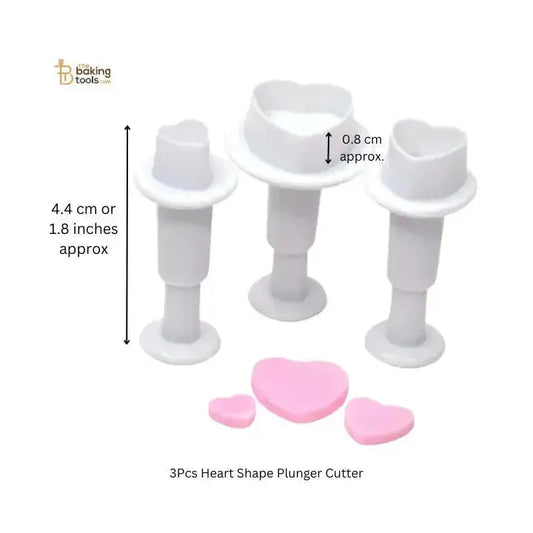 3Pcs Heart Shape Plunger Cutter - thebakingtools.com