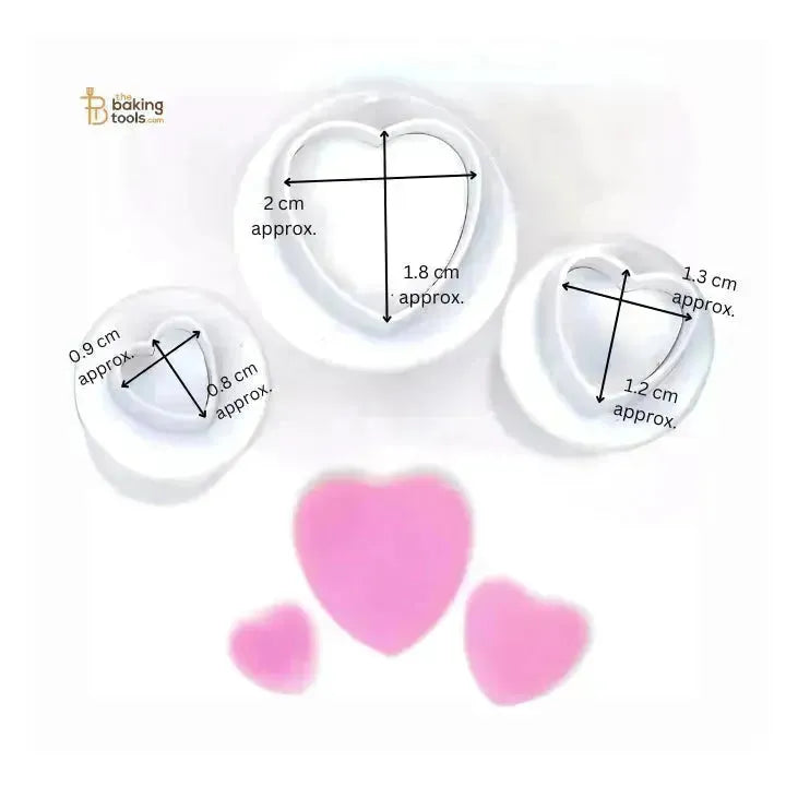 3Pcs Heart Shape Plunger Cutter - thebakingtools.com