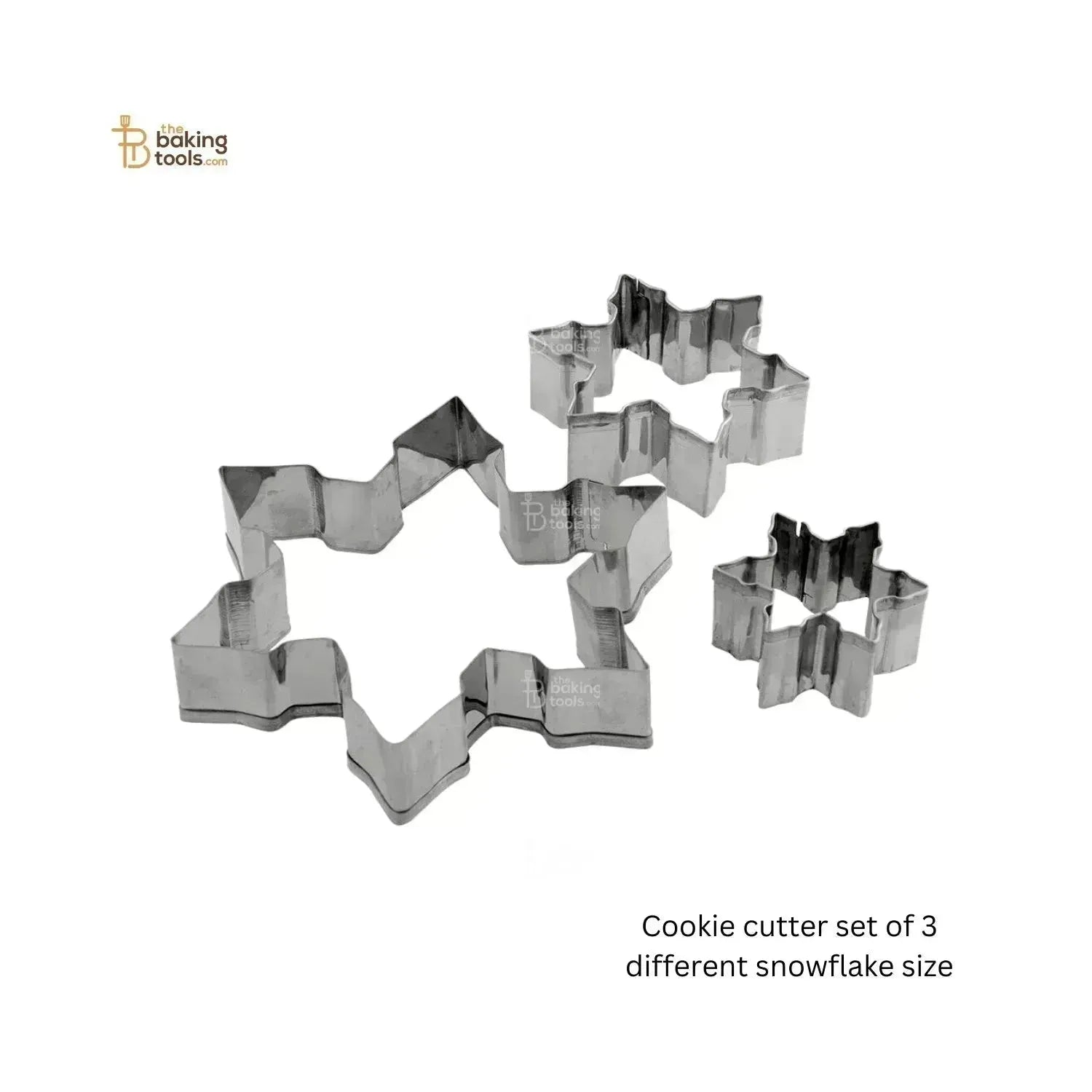 3 Pieces Snowflake Cookie Cutter Stainless Steel Christmas Biscuit Cutter Set - thebakingtools.com