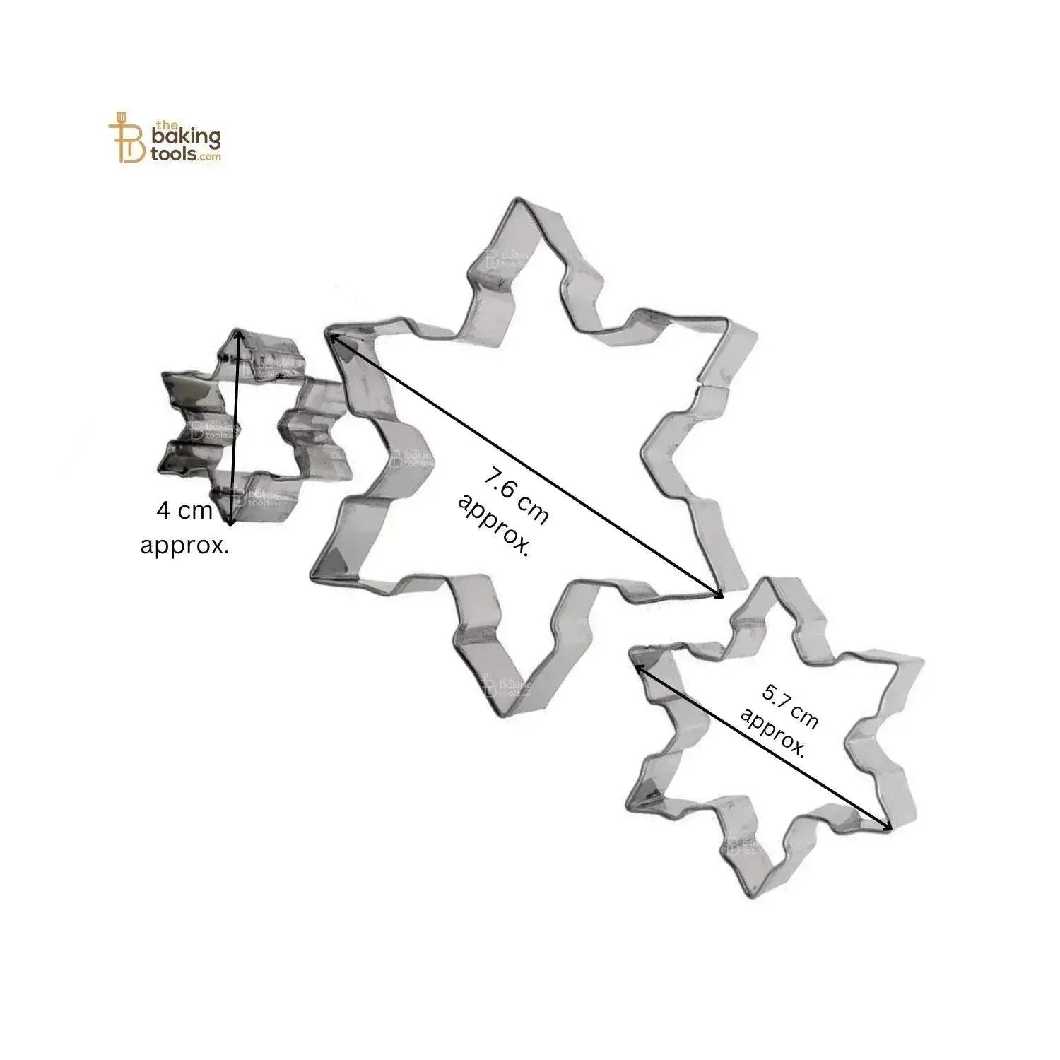 3 Pieces Snowflake Cookie Cutter Stainless Steel Christmas Biscuit Cutter Set - thebakingtools.com