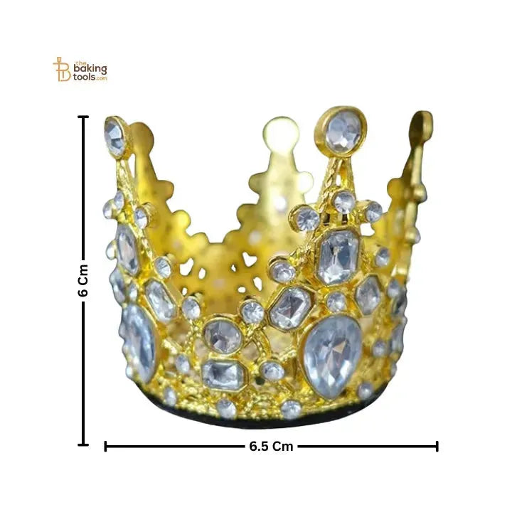 Cake Crown Topper with Artificial Pearl – Golden - thebakingtools.com