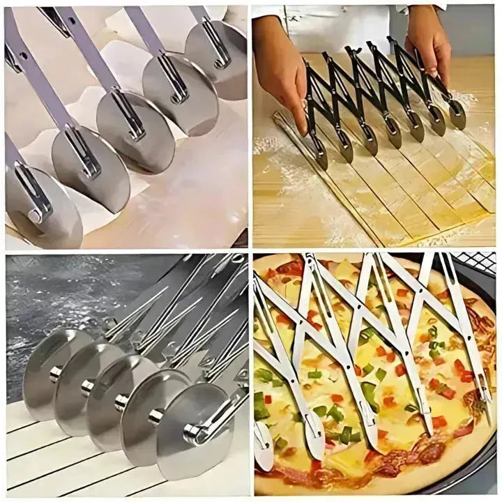 5 Wheel Dough Cutter – Kaju Katli/Pastry Sheets/Samosa Patti/Pasta Cutter – With Expandable Divider - thebakingtools.com