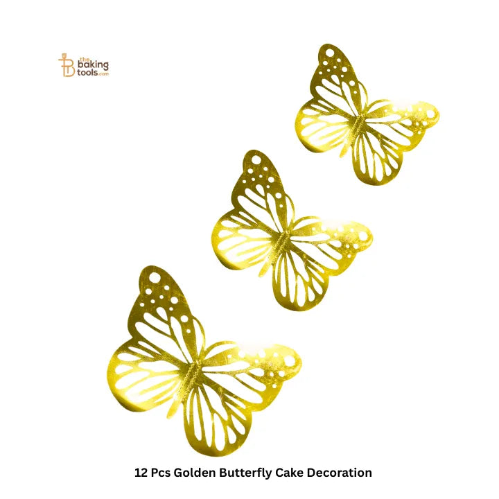 12 Pcs Golden Butterfly Cake Decoration