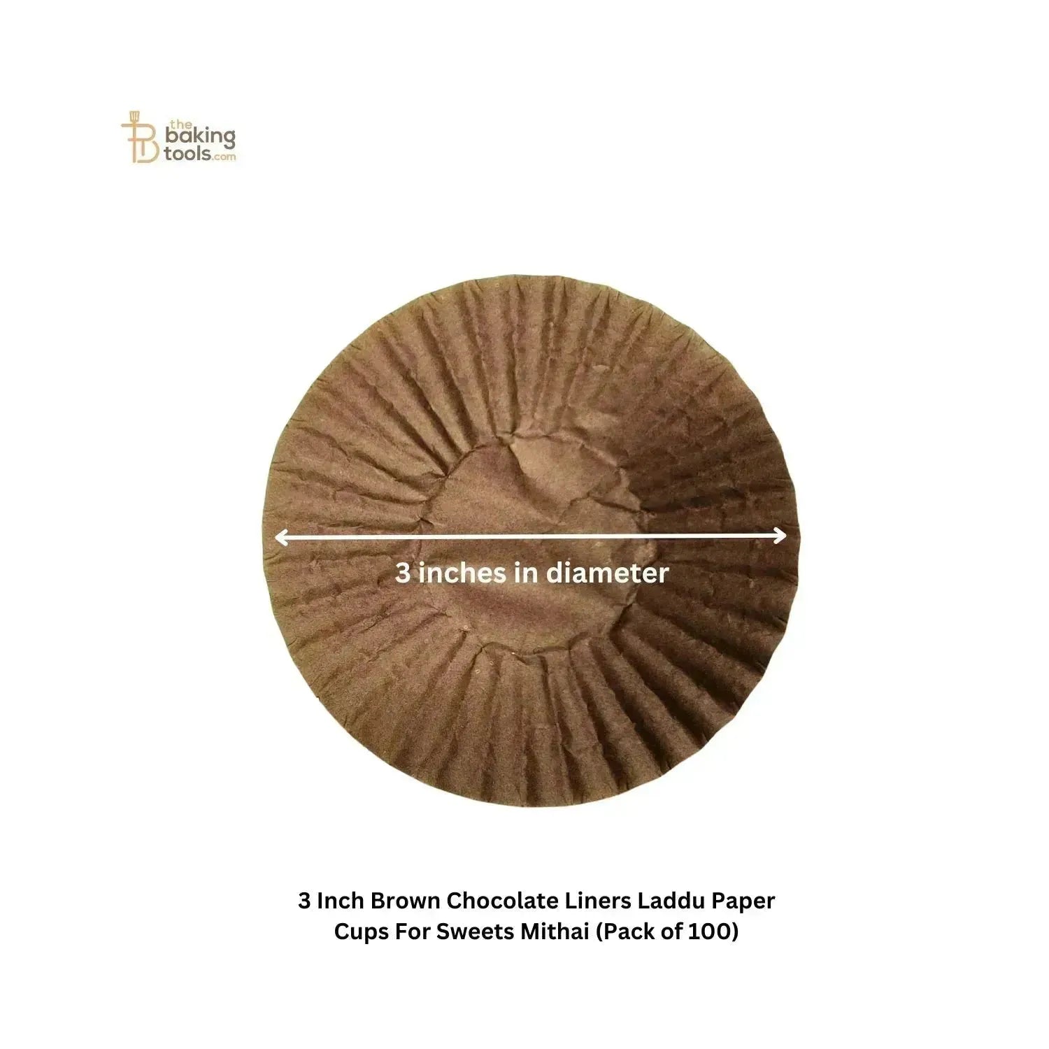 3 Inch Brown Chocolate Liners Laddu Paper Cups For Sweets Mithai (Pack of 100) - thebakingtools.com