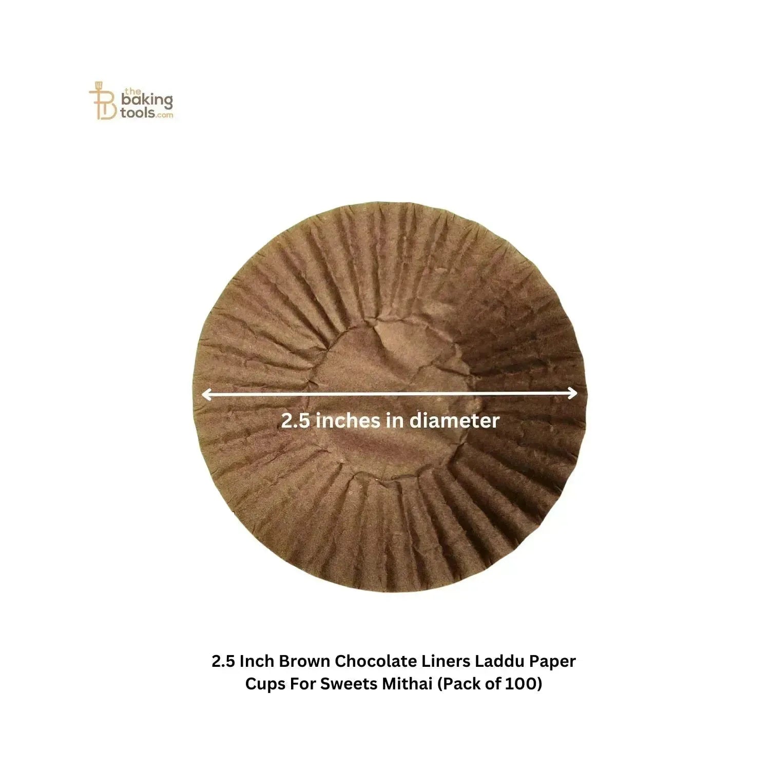 2.5 Inch Brown Chocolate Liners Laddu Paper Cups For Sweets Mithai (Pack of 100) - thebakingtools.com