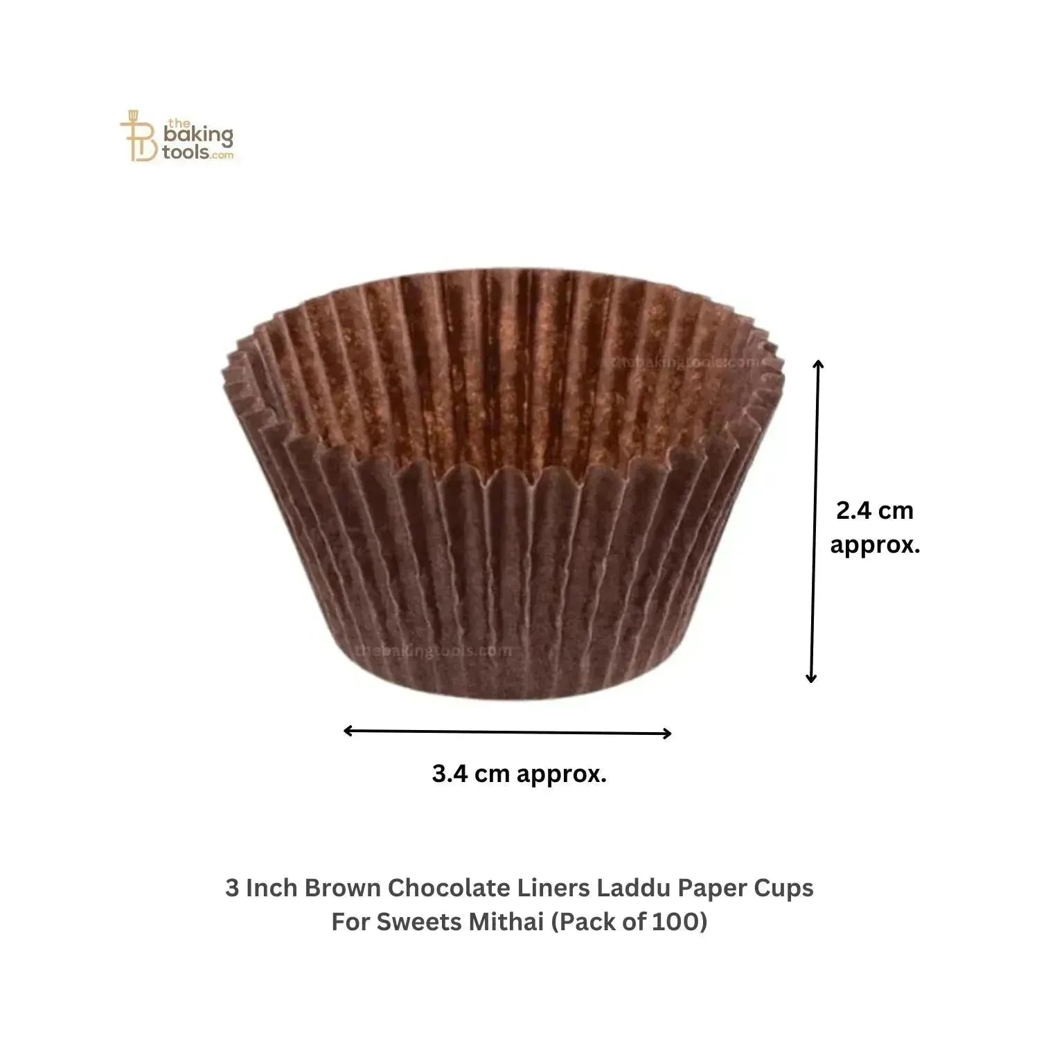 3 Inch Brown Chocolate Liners Laddu Paper Cups For Sweets Mithai (Pack of 100) - thebakingtools.com