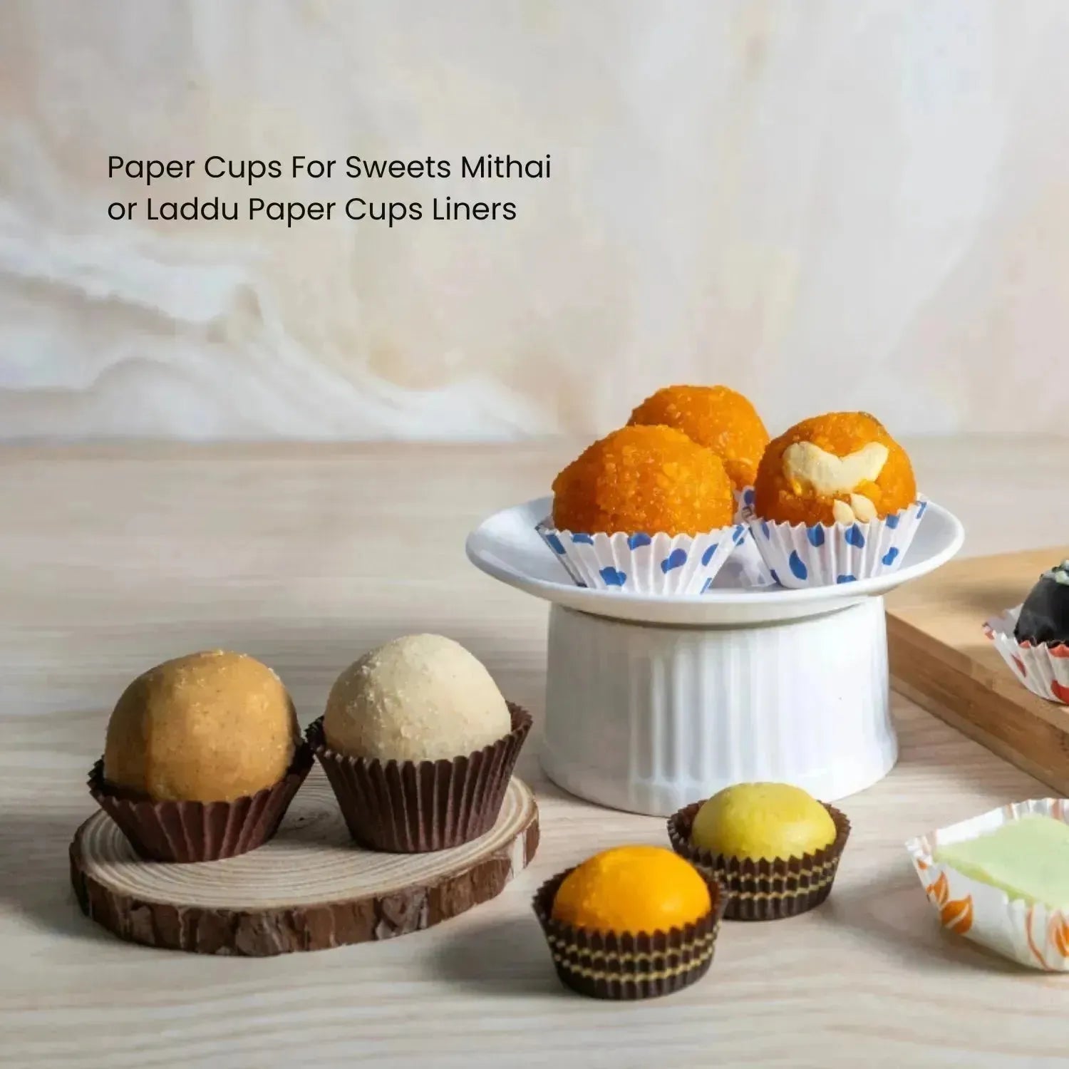 3 Inch Brown Chocolate Liners Laddu Paper Cups For Sweets Mithai (Pack of 100) - thebakingtools.com