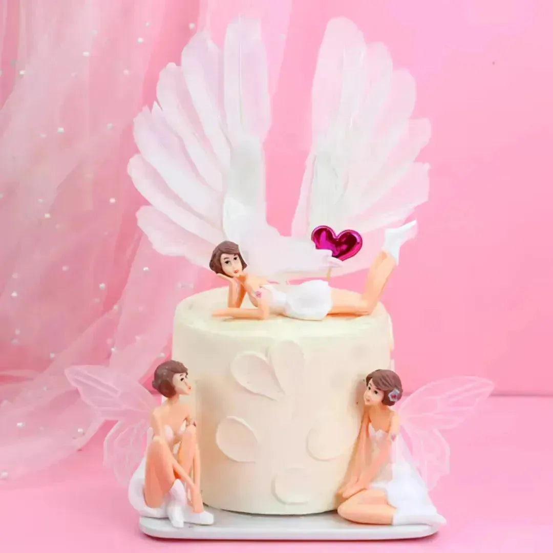 3 Pcs Fairy Doll Cake Topper Angel With Wings Dolls - thebakingtools.com