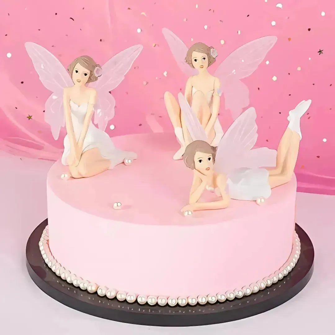 3 Pcs Fairy Doll Cake Topper Angel With Wings Dolls - thebakingtools.com