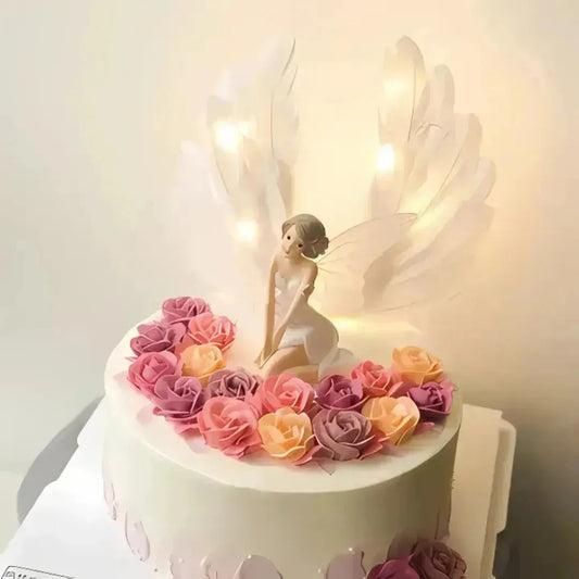 3 Pcs Fairy Doll Cake Topper Angel With Wings Dolls - thebakingtools.com