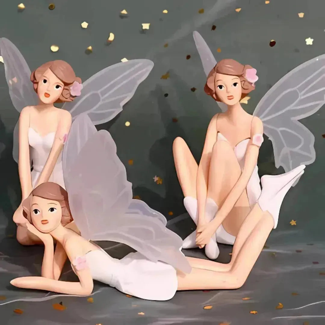 3 Pcs Fairy Doll Cake Topper Angel With Wings Dolls - thebakingtools.com