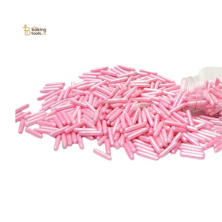 Sugar Candy – Pink Rod (Capsule) Sprinkles | Edible Cake Decoration for Cupcakes, Cookies & Desserts - thebakingtools.com