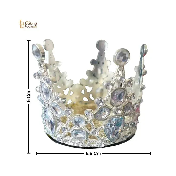 Cake Crown Topper with Artificial Pearl – Silver - thebakingtools.com